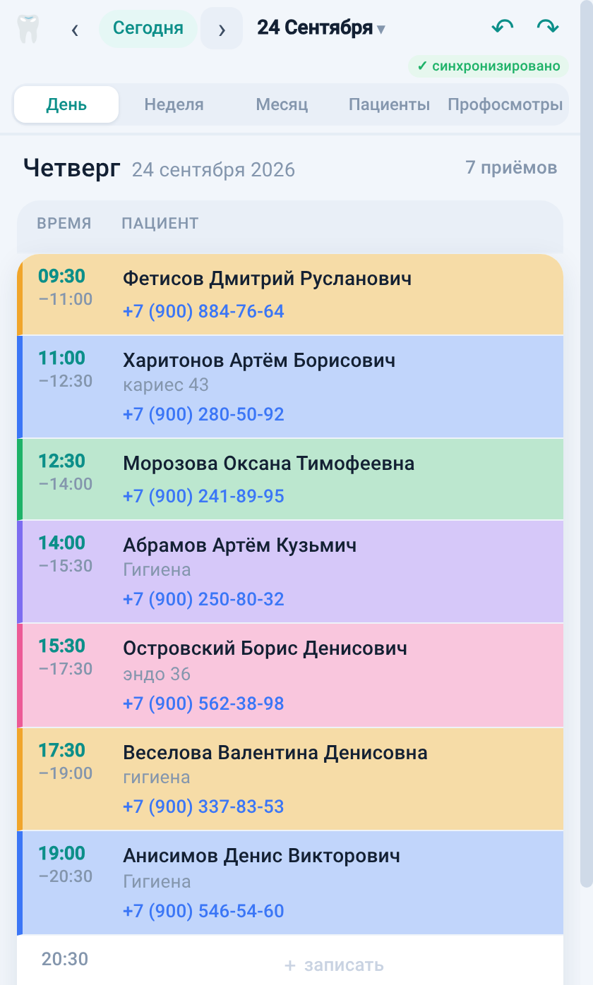 Расписание клиники на телефоне: приёмы по времени, у каждого пациент, работа и телефон
